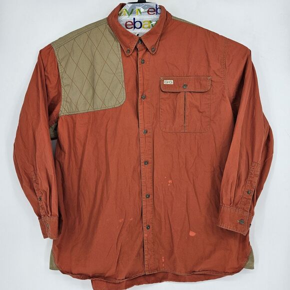GameGuard Shirt Mens 2XL Orange Brown Quilted Shoulder Western Outdoor Hunting - Picture 1 of 10